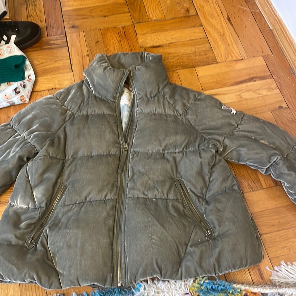 Odd Molly green velvet puffer jacket coat